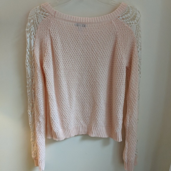 [Delias] Pinky Peach Knit Sweater with Crochet - Picture 4 of 6